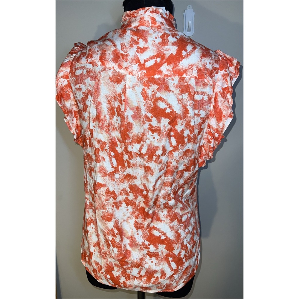 NWT KUT Froth The Kloth Sleeveless Coral White Ruffles Feminine summer Medium - Picture 5 of 9